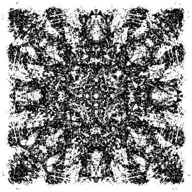 Grunge üst üste biniyor. Soyut siyah-beyaz vektör arkaplanı. Çatlak, leke ve noktalarda kirli desenli tek renkli klasik yüzey. Karanlık korku tarzında eski bir duvar.