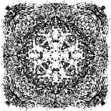 Grunge üst üste biniyor. Soyut siyah-beyaz vektör arkaplanı. Çatlak, leke ve noktalarda kirli desenli tek renkli klasik yüzey. Karanlık korku tarzında eski bir duvar.