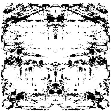 Grunge üst üste biniyor. Soyut siyah-beyaz vektör arkaplanı. Çatlak, leke ve noktalarda kirli desenli tek renkli klasik yüzey. Karanlık korku tarzında eski bir duvar.