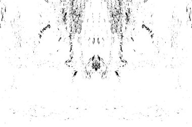 Grunge üst üste biniyor. Soyut siyah-beyaz vektör arkaplanı. Çatlak, leke ve noktalarda kirli desenli tek renkli klasik yüzey. Karanlık korku tarzında eski bir duvar.