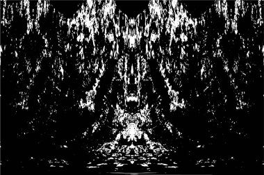 Grunge üst üste biniyor. Soyut siyah-beyaz vektör arkaplanı. Çatlak, leke ve noktalarda kirli desenli tek renkli klasik yüzey. Karanlık korku tarzında eski bir duvar.