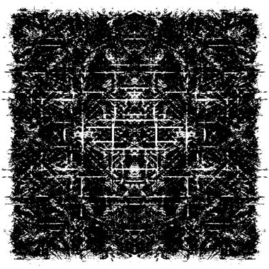 Grunge üst üste biniyor. Soyut siyah-beyaz vektör arkaplanı. Çatlak, leke ve noktalarda kirli desenli tek renkli klasik yüzey. Karanlık korku tarzında eski bir duvar.