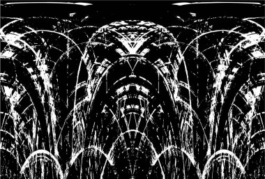 Grunge dikey olarak simetrik siyah beyaz doku. Tek renkli yıpranmış kaplama deseni. 