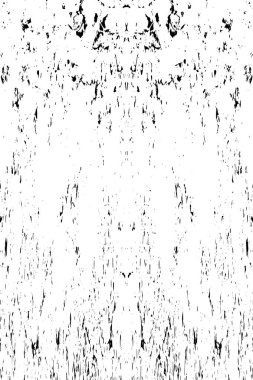 Grunge üst üste biniyor. Soyut siyah-beyaz vektör arkaplanı. Çatlak, leke ve noktalarda kirli desenli tek renkli klasik yüzey. Karanlık korku tarzında eski bir duvar.