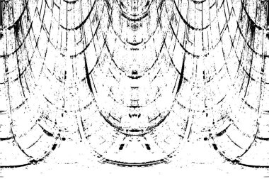 Grunge üst üste biniyor. Soyut siyah-beyaz vektör arkaplanı. Çatlak, leke ve noktalarda kirli desenli tek renkli klasik yüzey. Karanlık korku tarzında eski bir duvar.