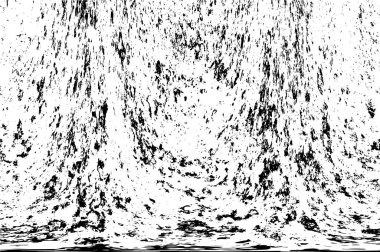 Grunge üst üste biniyor. Soyut siyah-beyaz vektör arkaplanı. Çatlak, leke ve noktalarda kirli desenli tek renkli klasik yüzey. Karanlık korku tarzında eski bir duvar.