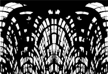 Grunge üst üste biniyor. Soyut siyah-beyaz vektör arkaplanı. Çatlak, leke ve noktalarda kirli desenli tek renkli klasik yüzey. Karanlık korku tarzında eski bir duvar.