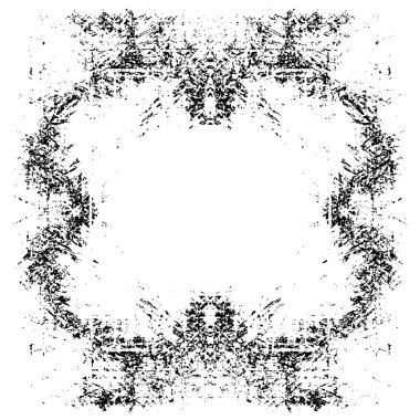 Grunge üst üste biniyor. Soyut siyah-beyaz vektör arkaplanı. Çatlak, leke ve noktalarda kirli desenli tek renkli klasik yüzey. Karanlık korku tarzında eski bir duvar.