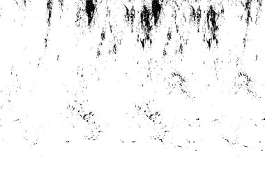 Grunge üst üste biniyor. Soyut siyah-beyaz vektör arkaplanı. Çatlak, leke ve noktalarda kirli desenli tek renkli klasik yüzey. Karanlık korku tarzında eski bir duvar.