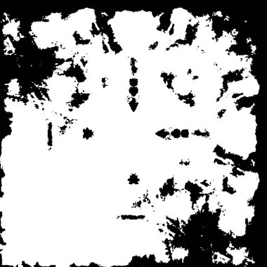 Grunge üst üste biniyor. Soyut siyah-beyaz vektör arkaplanı. Çatlak, leke ve noktalarda kirli desenli tek renkli klasik yüzey. Karanlık korku tarzında eski bir duvar.