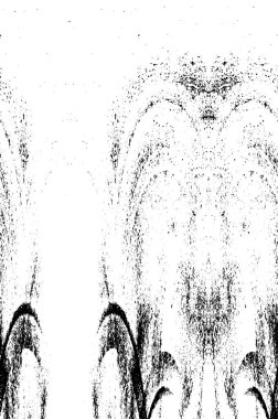 Grunge üst üste biniyor. Soyut siyah-beyaz vektör arkaplanı. Çatlak, leke ve noktalarda kirli desenli tek renkli klasik yüzey. Karanlık korku tarzında eski bir duvar.