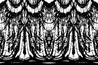 Grunge üst üste biniyor. Soyut siyah-beyaz vektör arkaplanı. Çatlak, leke ve noktalarda kirli desenli tek renkli klasik yüzey. Karanlık korku tarzında eski bir duvar.