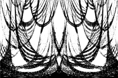 Grunge üst üste biniyor. Soyut siyah-beyaz vektör arkaplanı. Çatlak, leke ve noktalarda kirli desenli tek renkli klasik yüzey. Karanlık korku tarzında eski bir duvar.