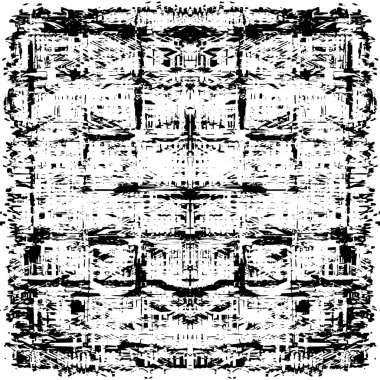 Grunge üst üste biniyor. Soyut siyah-beyaz vektör arkaplanı. Çatlak, leke ve noktalarda kirli desenli tek renkli klasik yüzey. Karanlık korku tarzında eski bir duvar.