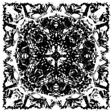 Grunge üst üste biniyor. Soyut siyah-beyaz vektör arkaplanı. Çatlak, leke ve noktalarda kirli desenli tek renkli klasik yüzey. Karanlık korku tarzında eski bir duvar.