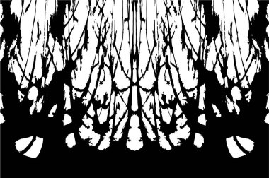 Grunge üst üste biniyor. Soyut siyah-beyaz vektör arkaplanı. Çatlak, leke ve noktalarda kirli desenli tek renkli klasik yüzey. Karanlık korku tarzında eski bir duvar.