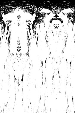 Grunge üst üste biniyor. Soyut siyah-beyaz vektör arkaplanı. Çatlak, leke ve noktalarda kirli desenli tek renkli klasik yüzey. Karanlık korku tarzında eski bir duvar.