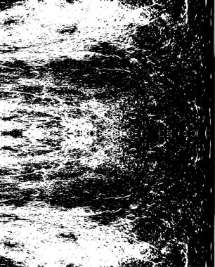 Grunge üst üste biniyor. Soyut siyah-beyaz vektör arkaplanı. Çatlak, leke ve noktalarda kirli desenli tek renkli klasik yüzey. Karanlık korku tarzında eski bir duvar.