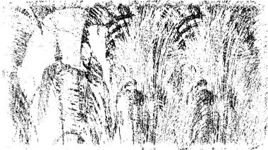 Grunge üst üste biniyor. Soyut siyah-beyaz vektör arkaplanı. Çatlak, leke ve noktalarda kirli desenli tek renkli klasik yüzey. Karanlık korku tarzında eski bir duvar.