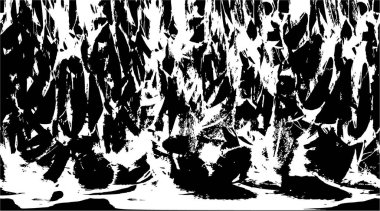 Grunge üst üste biniyor. Soyut siyah-beyaz vektör arkaplanı. Çatlak, leke ve noktalarda kirli desenli tek renkli klasik yüzey. Karanlık korku tarzında eski bir duvar.