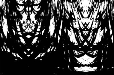 Grunge üst üste biniyor. Soyut siyah-beyaz vektör arkaplanı. Çatlak, leke ve noktalarda kirli desenli tek renkli klasik yüzey. Karanlık korku tarzında eski bir duvar.