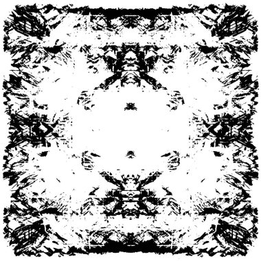 Grunge üst üste biniyor. Soyut siyah-beyaz vektör arkaplanı. Çatlak, leke ve noktalarda kirli desenli tek renkli klasik yüzey. Karanlık korku tarzında eski bir duvar.