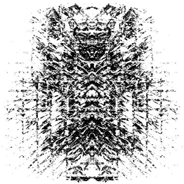 Grunge üst üste biniyor. Soyut siyah-beyaz vektör arkaplanı. Çatlak, leke ve noktalarda kirli desenli tek renkli klasik yüzey. Karanlık korku tarzında eski bir duvar.