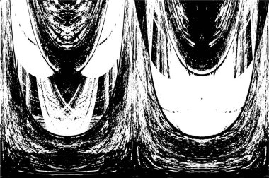 Grunge üst üste biniyor. Soyut siyah-beyaz vektör arkaplanı. Çatlak, leke ve noktalarda kirli desenli tek renkli klasik yüzey. Karanlık korku tarzında eski bir duvar.