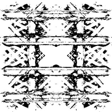 Grunge üst üste biniyor. Soyut siyah-beyaz vektör arkaplanı. Çatlak, leke ve noktalarda kirli desenli tek renkli klasik yüzey. Karanlık korku tarzında eski bir duvar.