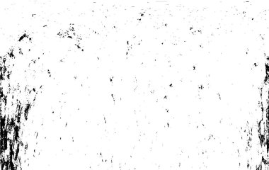 Grunge üst üste biniyor. Soyut siyah-beyaz vektör arkaplanı. Çatlak, leke ve noktalarda kirli desenli tek renkli klasik yüzey. Karanlık korku tarzında eski bir duvar.