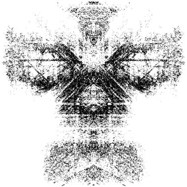 Grunge üst üste biniyor. Soyut siyah-beyaz vektör arkaplanı. Çatlak, leke ve noktalarda kirli desenli tek renkli klasik yüzey. Karanlık korku tarzında eski bir duvar.