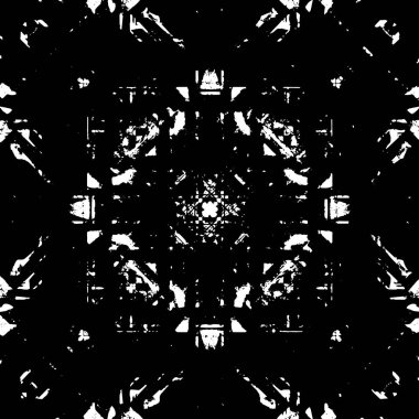 Grunge üst üste biniyor. Soyut siyah-beyaz vektör arkaplanı. Çatlak, leke ve noktalarda kirli desenli tek renkli klasik yüzey. Karanlık korku tarzında eski bir duvar.