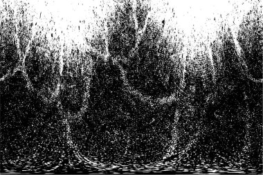 Grunge üst üste biniyor. Soyut siyah-beyaz vektör arkaplanı. Çatlak, leke ve noktalarda kirli desenli tek renkli klasik yüzey. Karanlık korku tarzında eski bir duvar.