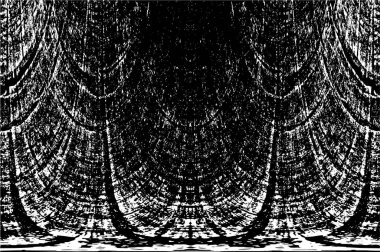 Grunge üst üste biniyor. Soyut siyah-beyaz vektör arkaplanı. Çatlak, leke ve noktalarda kirli desenli tek renkli klasik yüzey. Karanlık korku tarzında eski bir duvar.