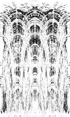 Grunge dikey olarak simetrik siyah beyaz doku. Tek renkli yıpranmış kaplama deseni. 