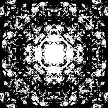 Grunge black and white pattern. Monochrome particles abstract texture. Background of cracks, scuffs, chips, stains, ink spots, lines. Dark design background surface. Gray printing element