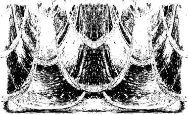 Grunge dikey olarak simetrik siyah beyaz doku. Tek renkli yıpranmış kaplama deseni. 