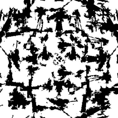 Grunge black and white pattern. Monochrome particles abstract texture. Background of cracks, scuffs, chips, stains, ink spots, lines. Dark design background surface. Gray printing element