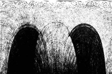 Sert, çizik, sıçramış grunge desenli fırça darbeleri. Dokuları üst üste koy. Siyah-beyaz boyanmış kağıt dokusu. Skeç grunge tasarımı. Poster, kapak, afiş, taklit, çıkartma düzeni için kullan.