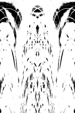 Grunge dikey olarak simetrik siyah beyaz doku. Tek renkli yıpranmış kaplama deseni. 