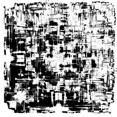 Sert, çizik, sıçramış grunge desenli fırça darbeleri. Dokuları üst üste koy. Siyah-beyaz boyanmış kağıt dokusu. Skeç grunge tasarımı. Poster, kapak, afiş, taklit, çıkartma düzeni için kullan.