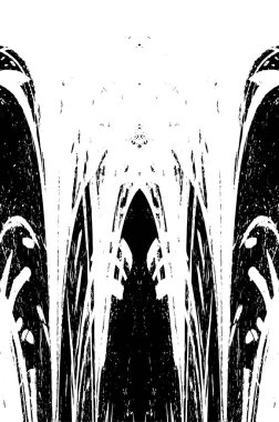 Grunge dikey olarak simetrik siyah beyaz doku. Tek renkli yıpranmış kaplama deseni. 