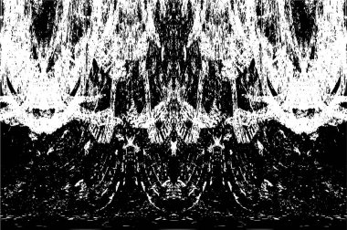 Grunge dikey olarak simetrik siyah beyaz doku. Tek renkli yıpranmış kaplama deseni. 