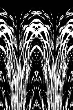 Grunge dikey olarak simetrik siyah beyaz doku. Tek renkli yıpranmış kaplama deseni. 