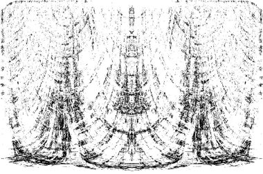 Grunge dikey olarak simetrik siyah beyaz doku. Tek renkli yıpranmış kaplama deseni. 