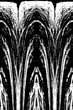 Grunge dikey olarak simetrik siyah beyaz doku. Tek renkli yıpranmış kaplama deseni. 