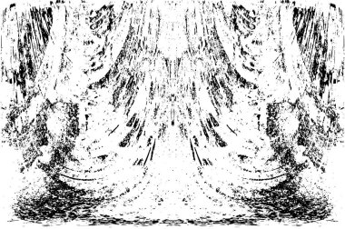 Grunge dikey olarak simetrik siyah beyaz doku. Tek renkli yıpranmış kaplama deseni. 