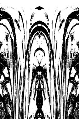 Grunge dikey olarak simetrik siyah beyaz doku. Tek renkli yıpranmış kaplama deseni. 