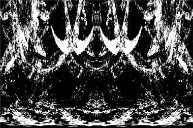 Grunge dikey olarak simetrik siyah beyaz doku. Tek renkli yıpranmış kaplama deseni. 