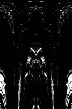 Grunge dikey olarak simetrik siyah beyaz doku. Tek renkli yıpranmış kaplama deseni. 